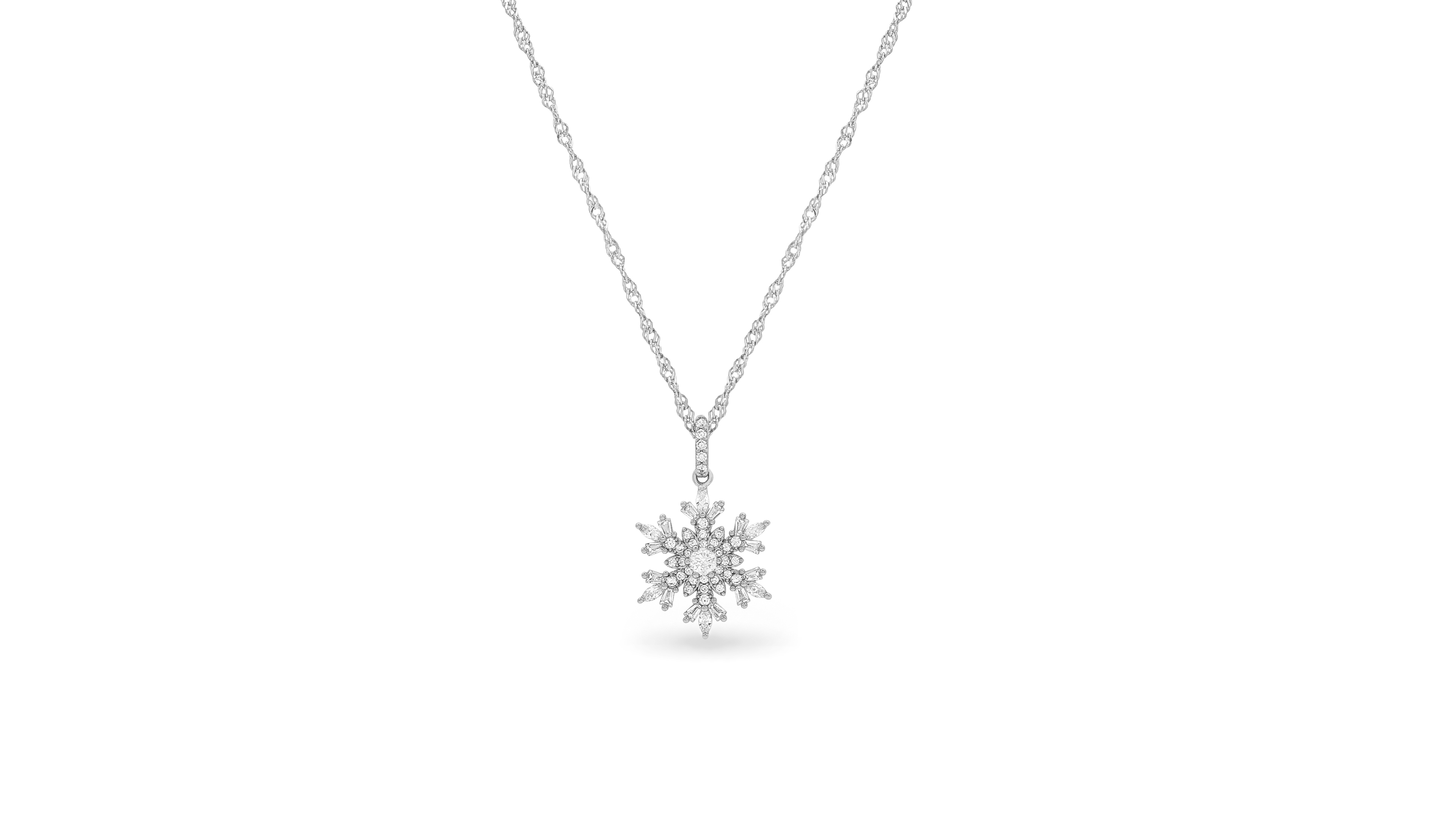 Macy's Fine Silver-Plated Cubic Zirconia Snowflake Pendant Necklace