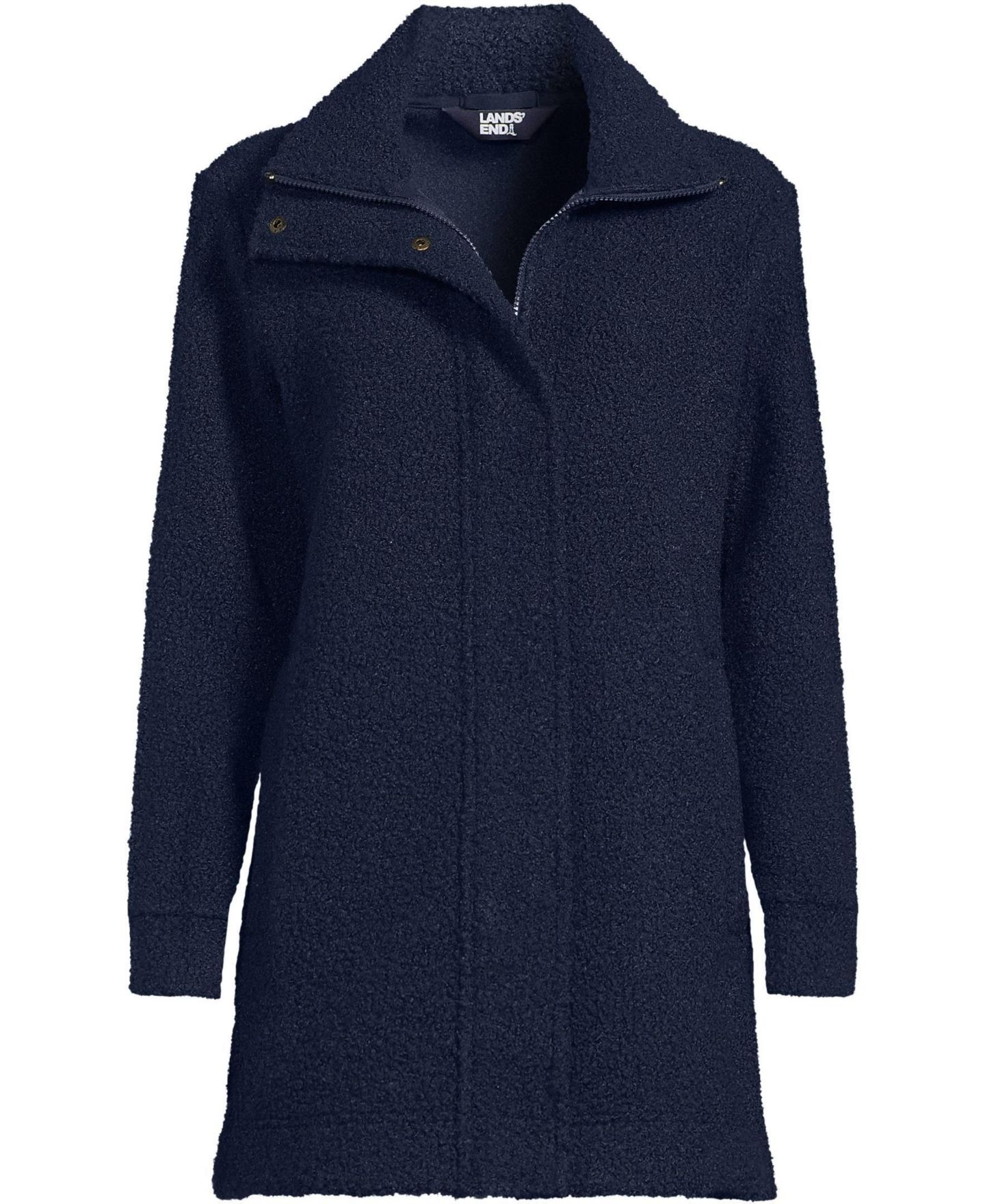 Женское пальто Lands' End Boucle Fleece, цвет: Тёмно-синий — фото 1