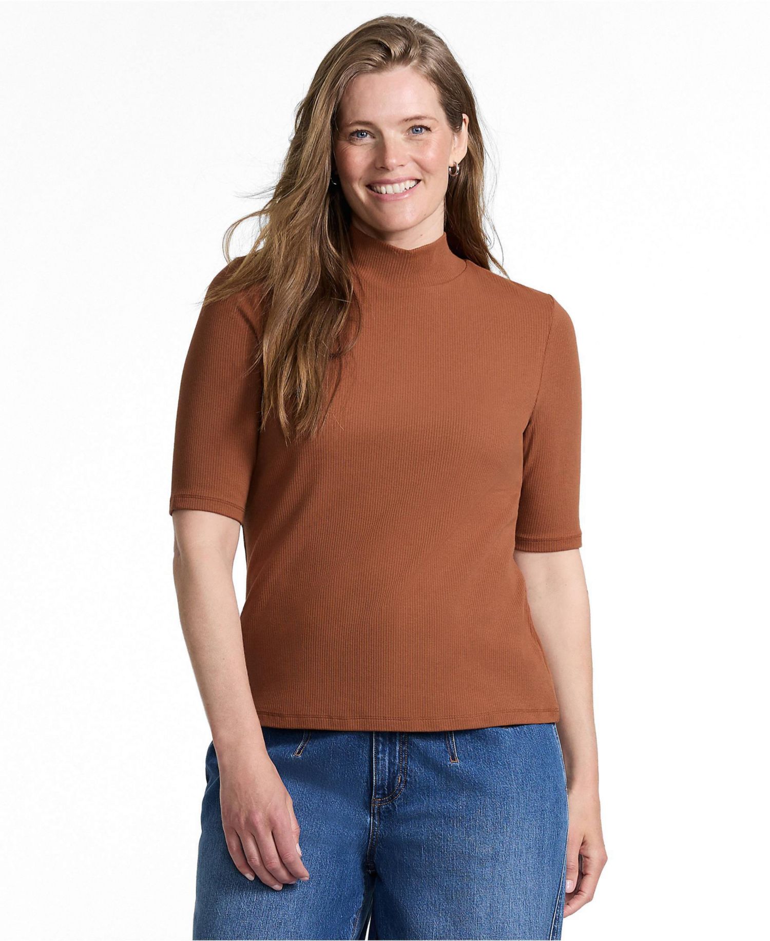 Women's Wide Rib Mock Neck T-Shirt