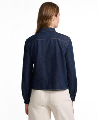 Women's Long-Sleeve Cropped Denim Shirt