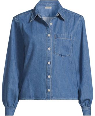 Women's Long-Sleeve Cropped Denim Shirt