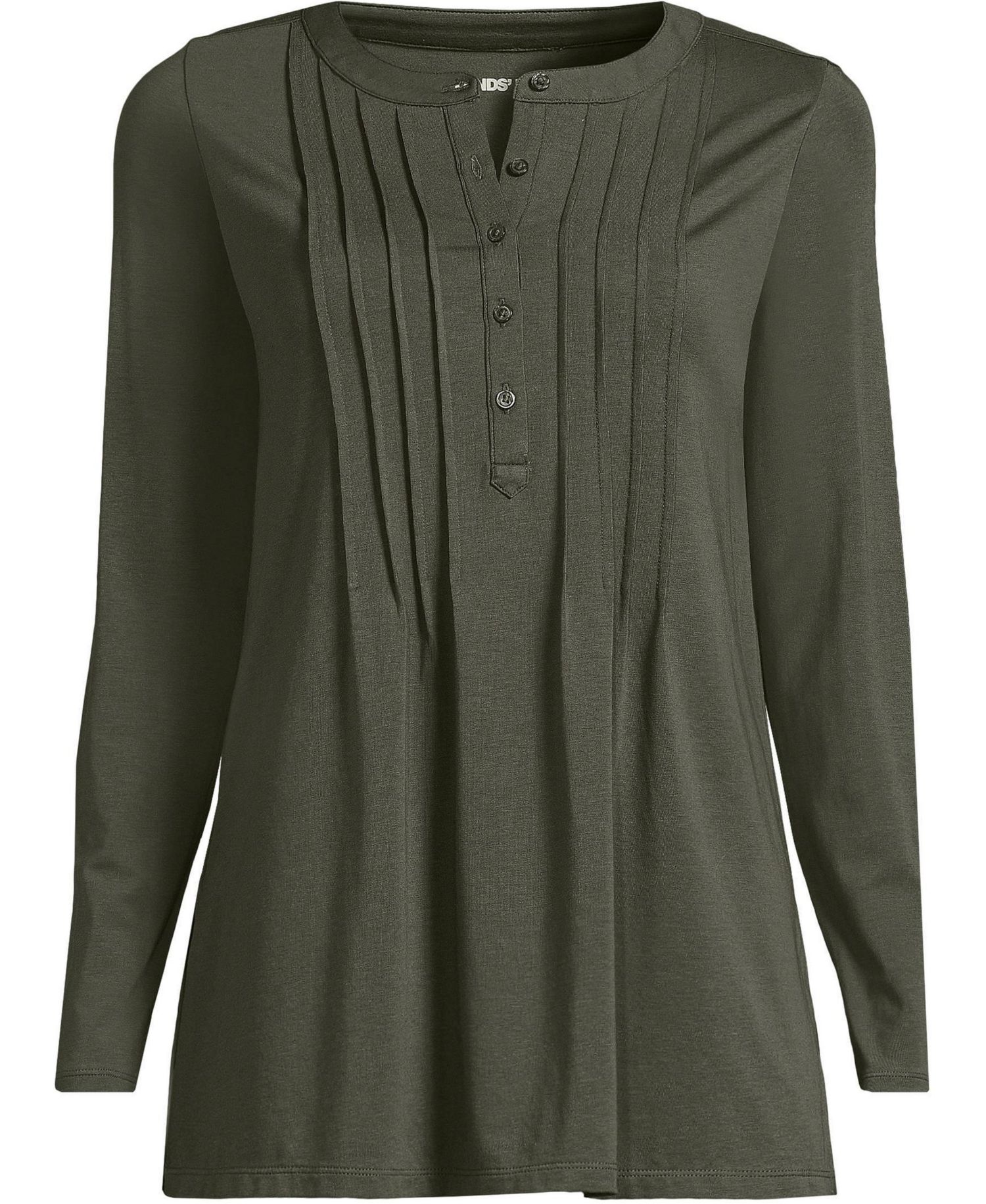 Women's Long-Sleeve Henley Pintuck Tunic