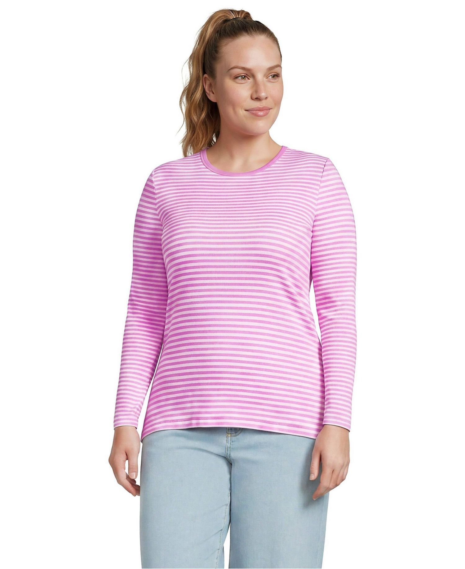 Plus Size Long Sleeve Micro Rib T-Shirt