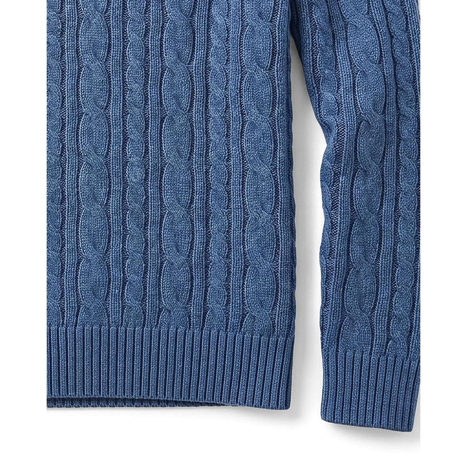 Little Boys 5-7 Organic Mock Neck Cable Sweater
