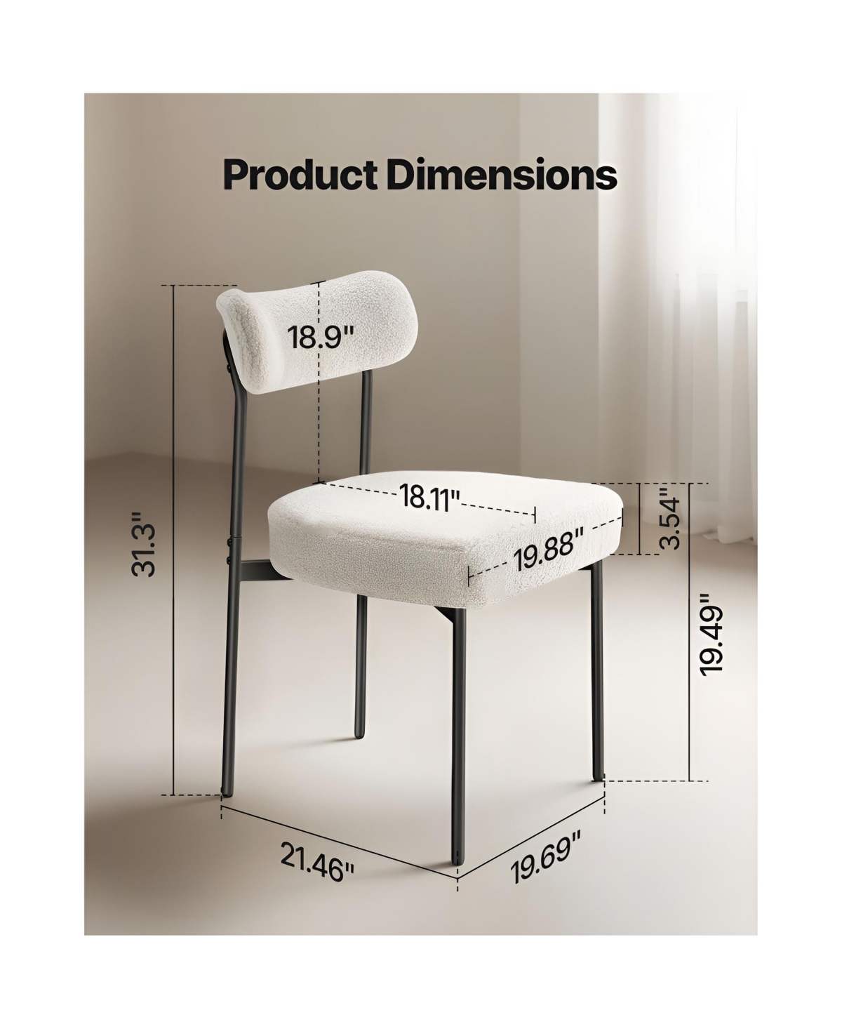 Slickblue Modern Upholstered Dining Chairs Set of 4 with Metal Legs