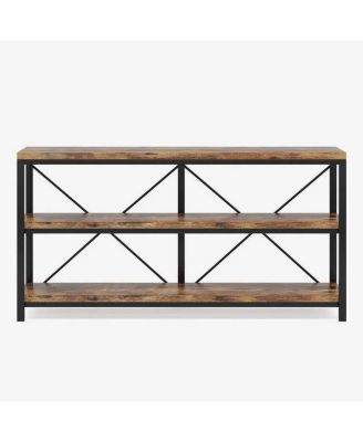 55" Console Table with 3-Tier Storage Shelves