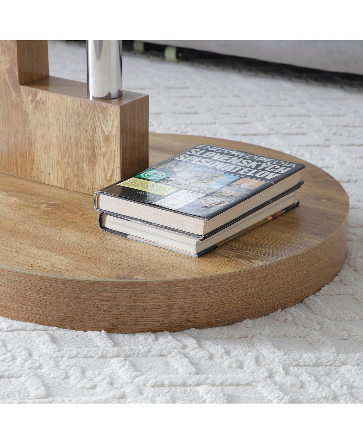 Flynama 2-Tier Round Coffee Table Glass Top Mdf Base Modern Storage Center Table 220lb