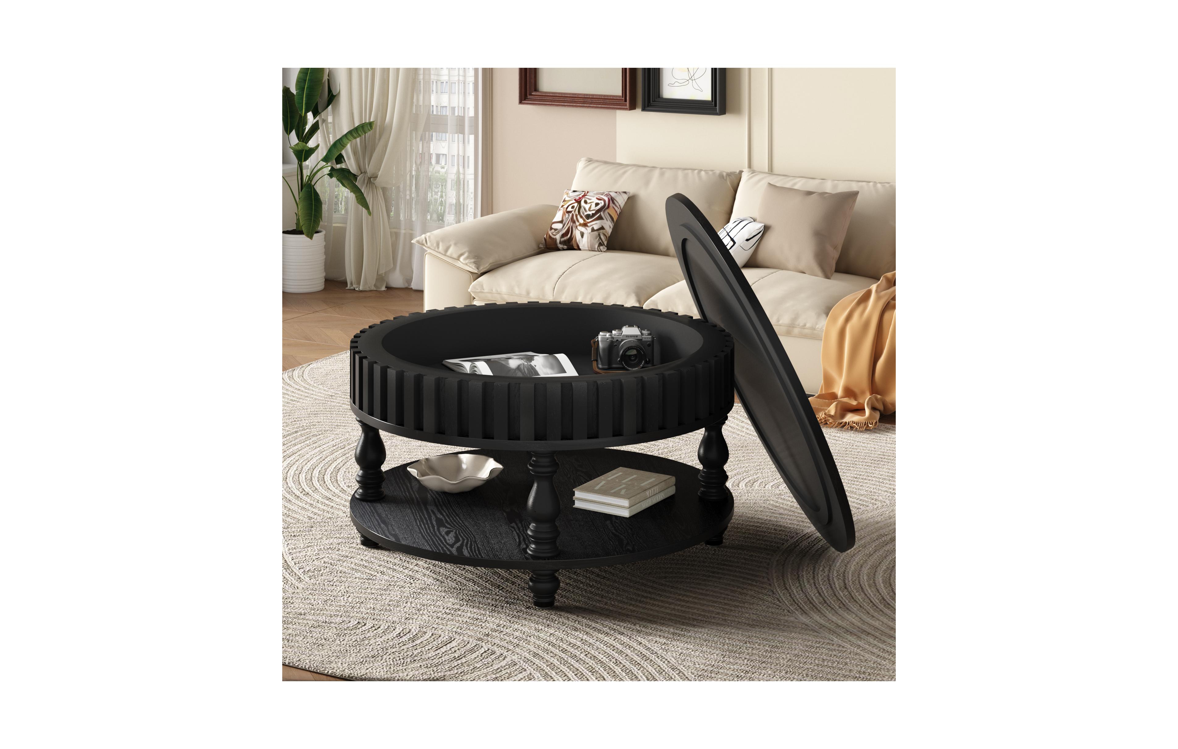 Flynama 31.5" Flip-Top Fluted Coffee Table