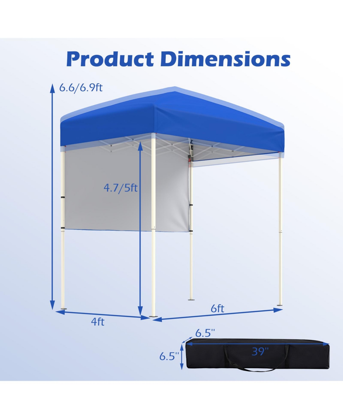 Costway Pop-Up Canopy Tent with 1 Half Sidewall, Easy Setup Folding Outdoor Sun Shelter