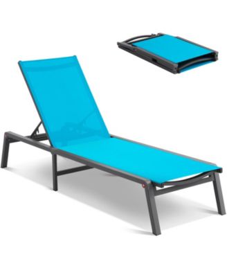 2-Piece Aluminum Outdoor Chaise Lounge Chairs with 5-Position Adjustable Folding Recliner