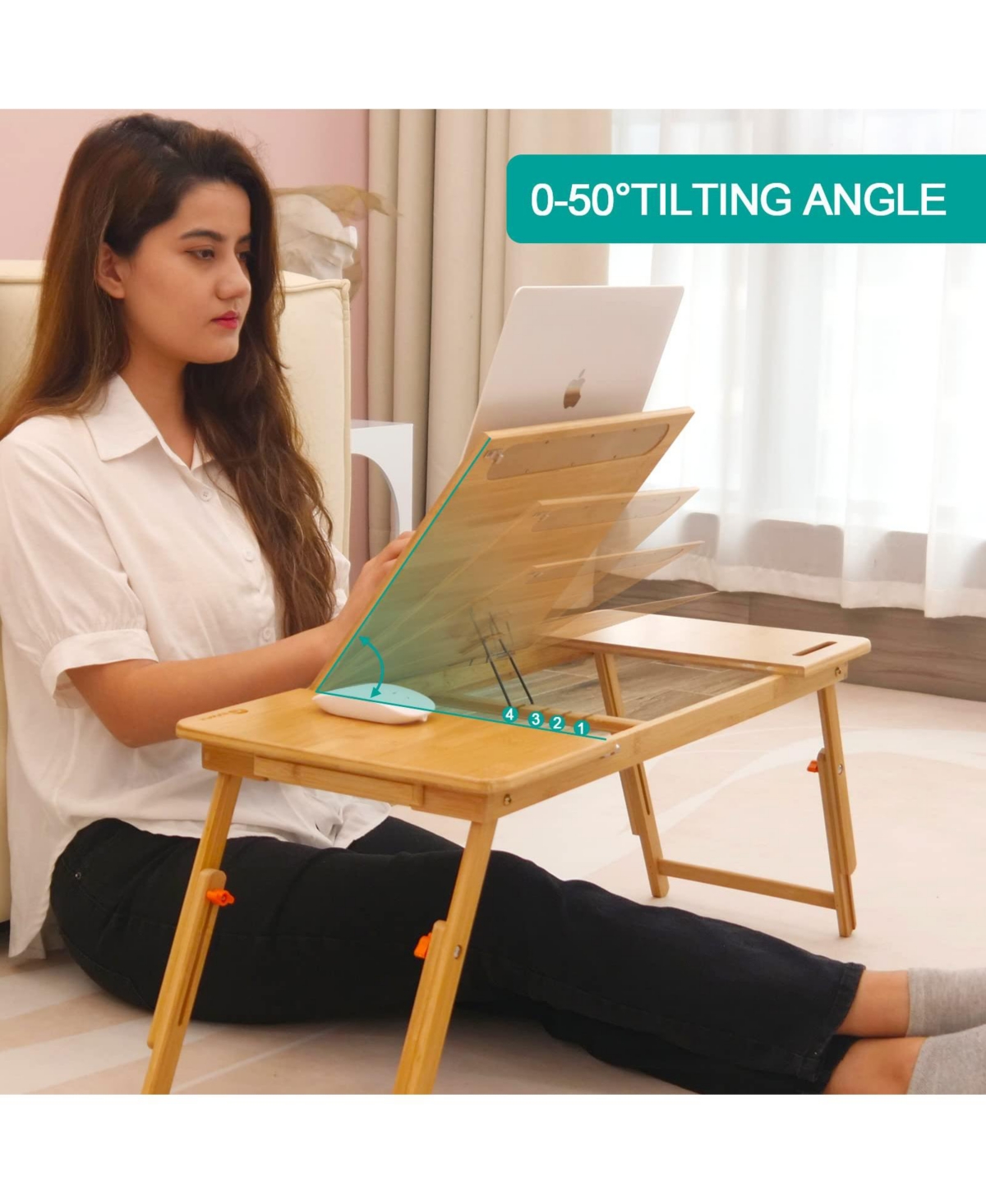 Gnuadz Lap Desk Adjustable Foldable Bed Tray with Drawer Tablet Slot
