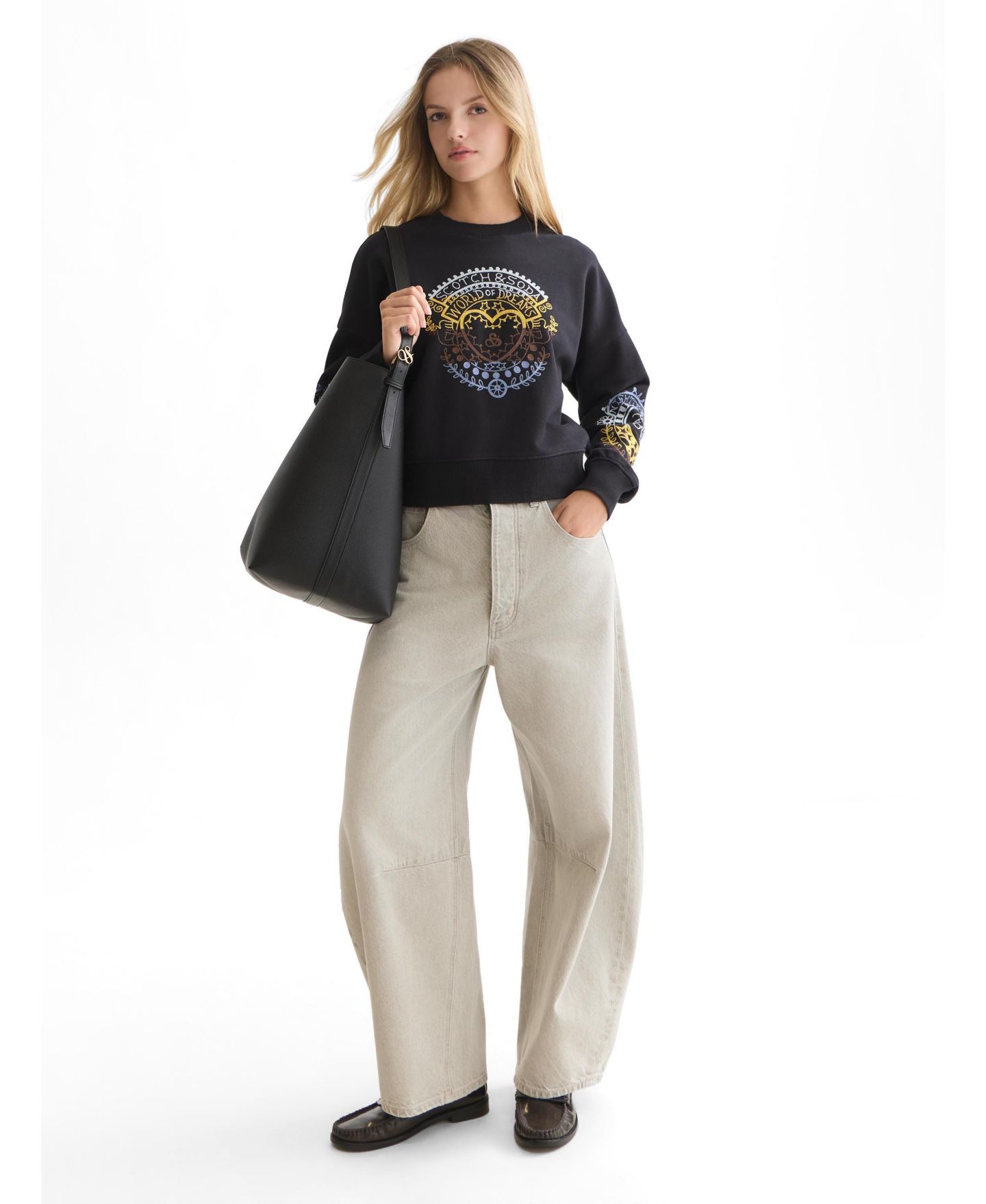 Женский свитшот Scotch & Soda свободного кроя с вышивкой, цвет: Meteorite — фото 2
