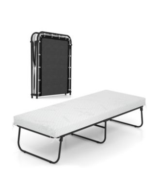 75 x 31 Inch Folding Bed with Memory Foam Mattress Cot Size