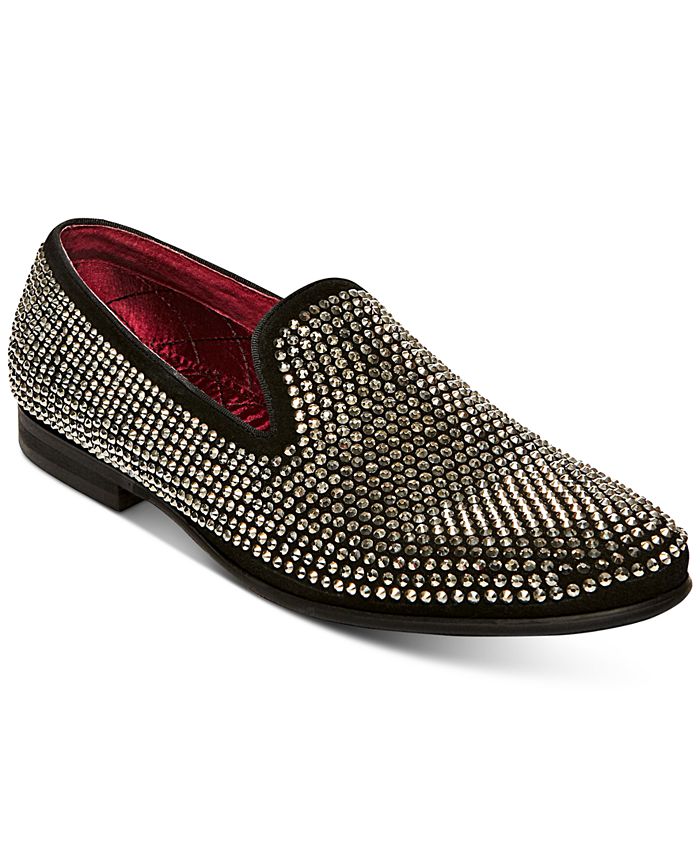 Men Bling Rhinestones Round Toe Loafers Casual Flat Driving Shoes Oxfords Slip