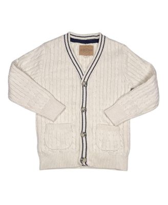 Little and Big Boys' S- XL Organic Cable Cardigan Sweater with Tipping