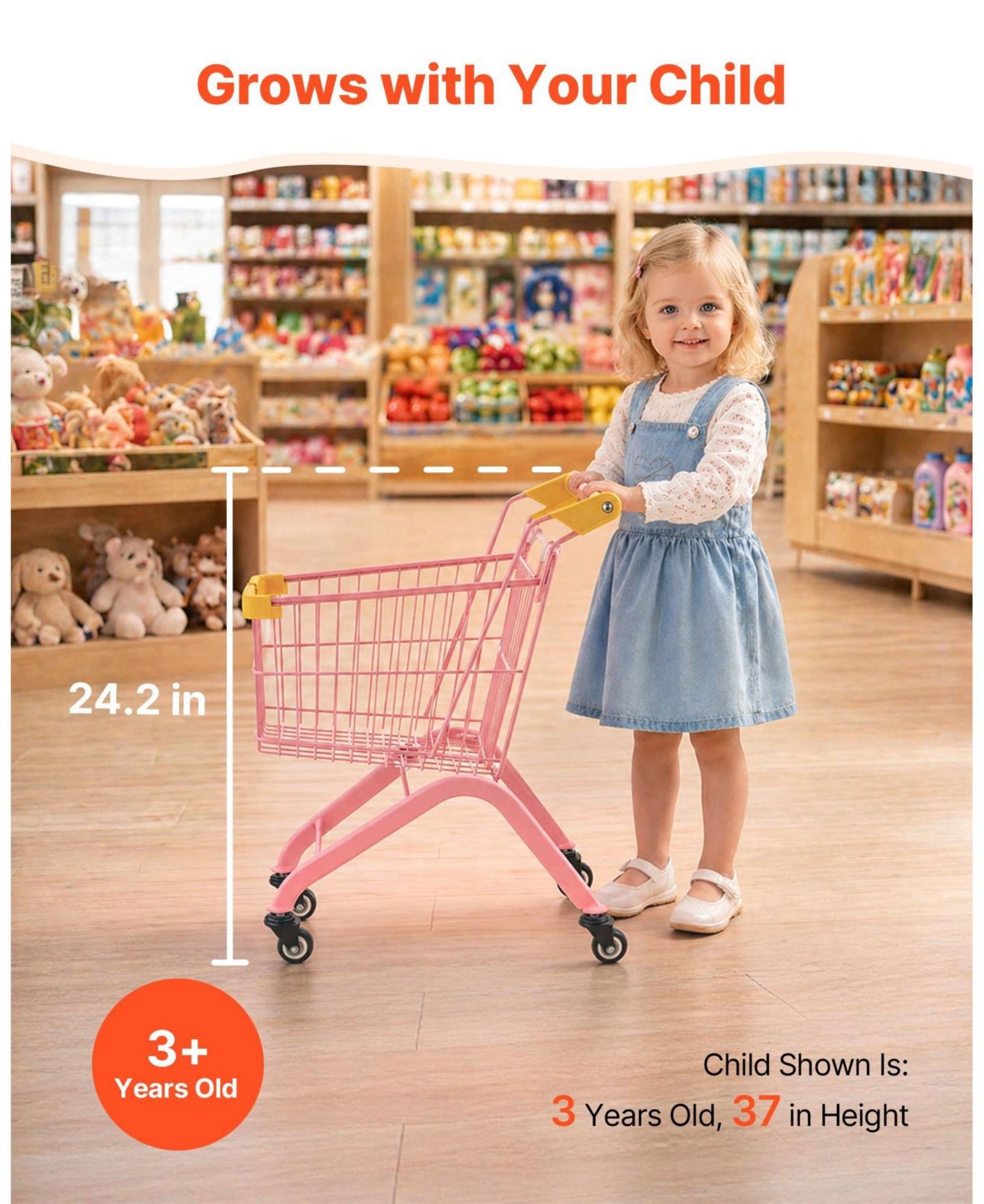 Детская игрушка SUGIFT Doll-Seat Foldable Shopping Cart, Ages 3+, цвет: Розовый — фото 5