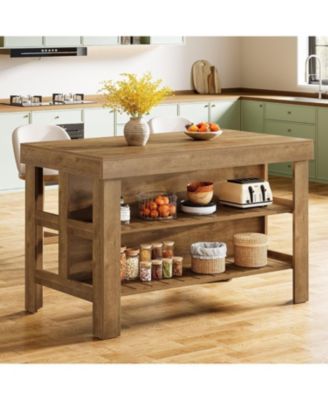 55.1" Kitchen Island with Seating and Storage