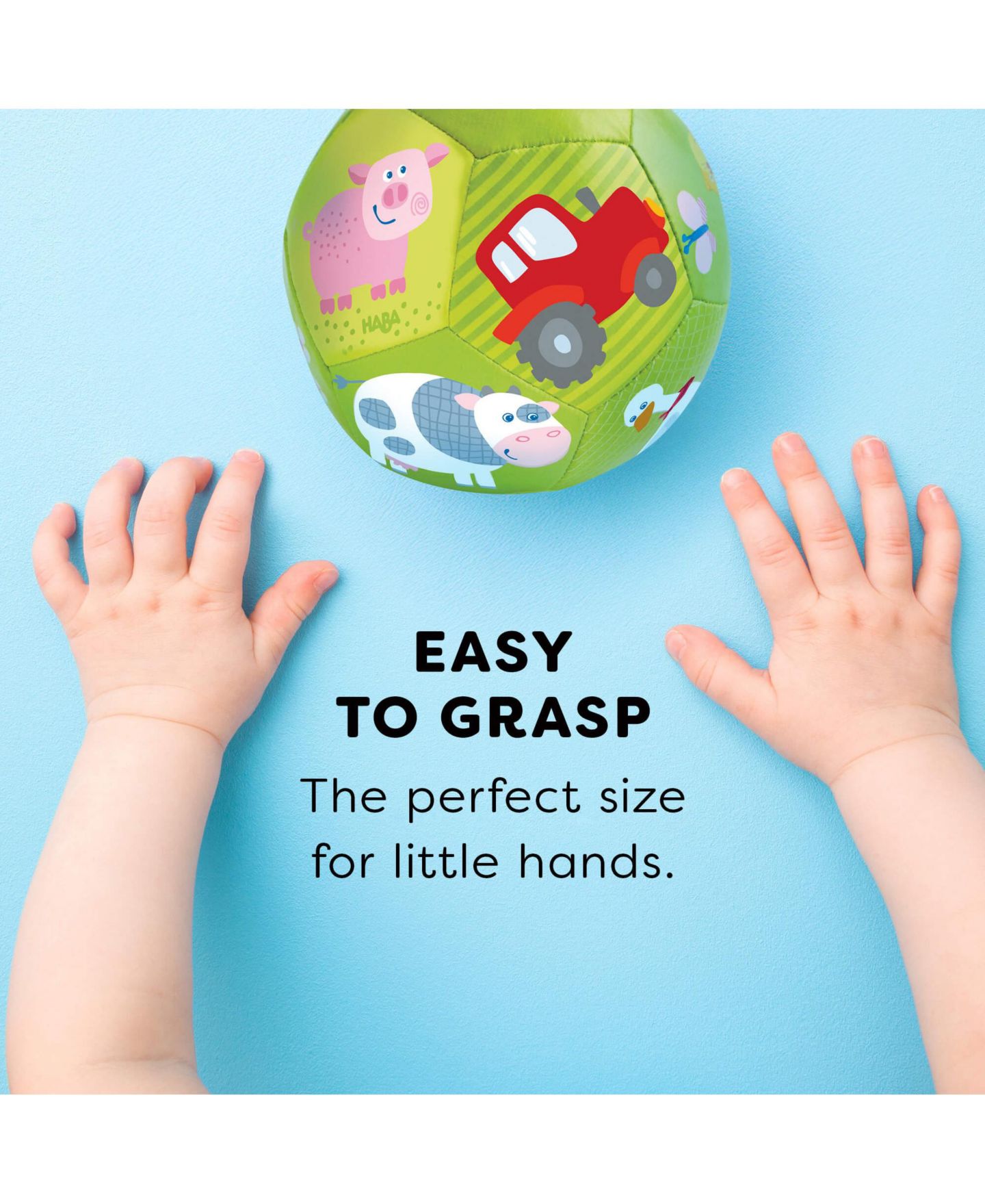 Детский мяч Haba On the Farm Soft Baby Ball with Farm Animals, Sensory Play, Ages 6 Months+, цвет: Зелёный — фото 3