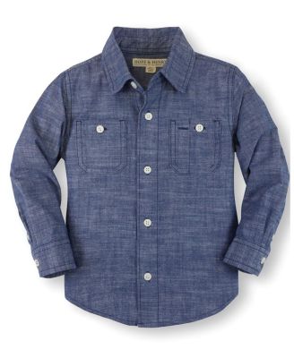 Little and Big Boy's (S-XL)Organic Long Sleeve Chambray Shirt