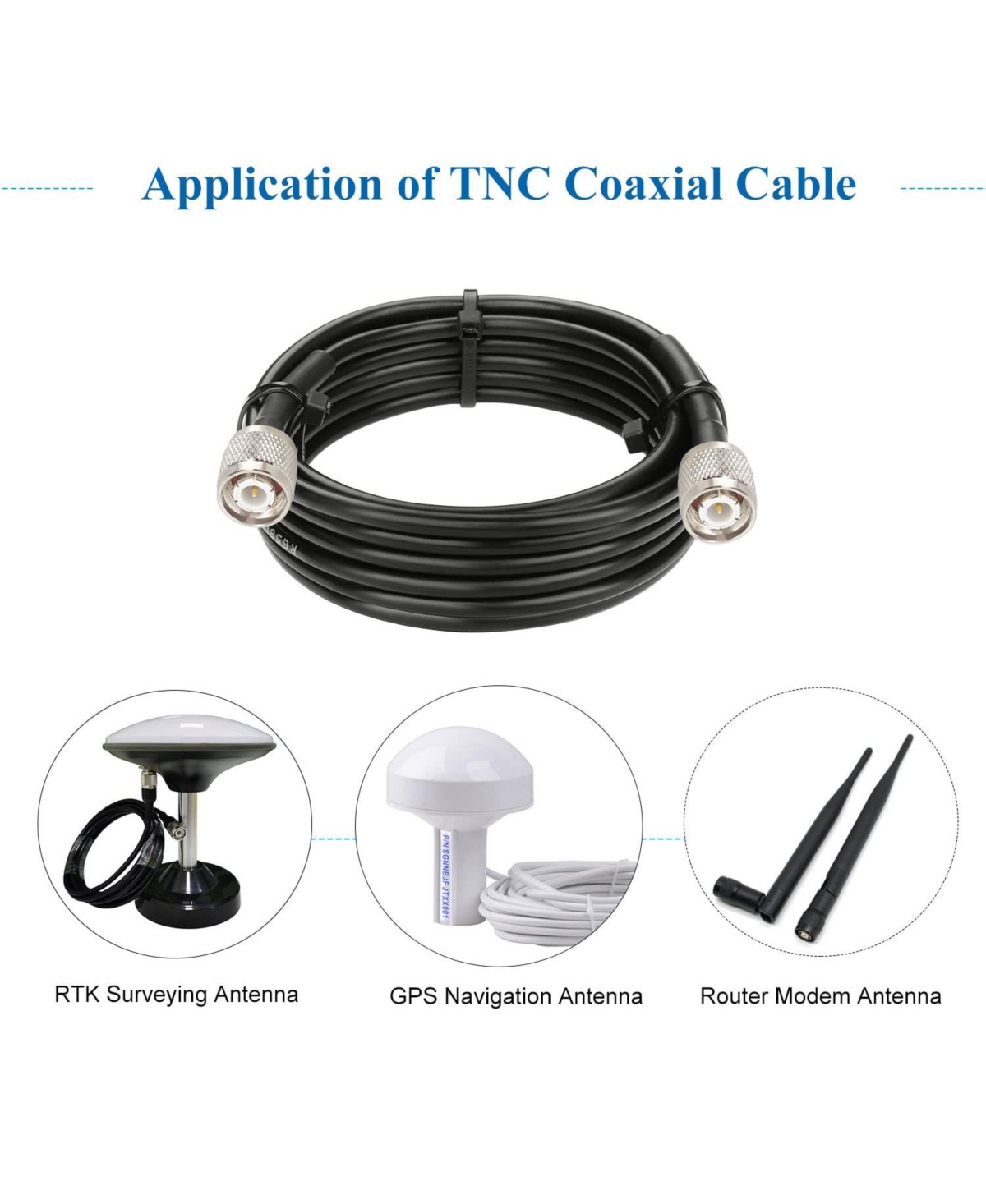 Lofree RG58 Tnc Male Connectors Coaxial Cable 25 ft.
