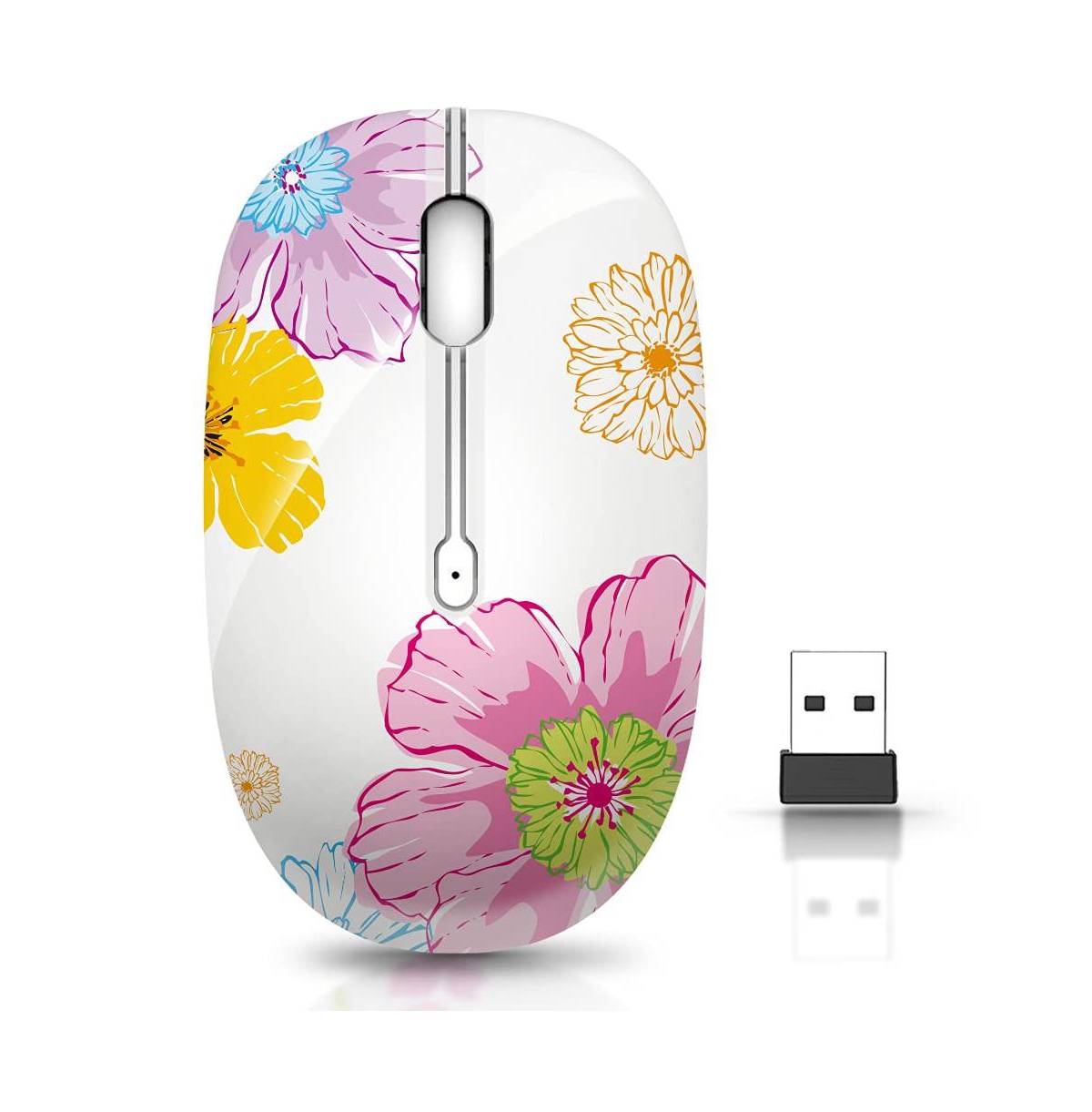 Lofree Wireless Silent Optical Mouse, Compatible with Pc/Mac - Flower white