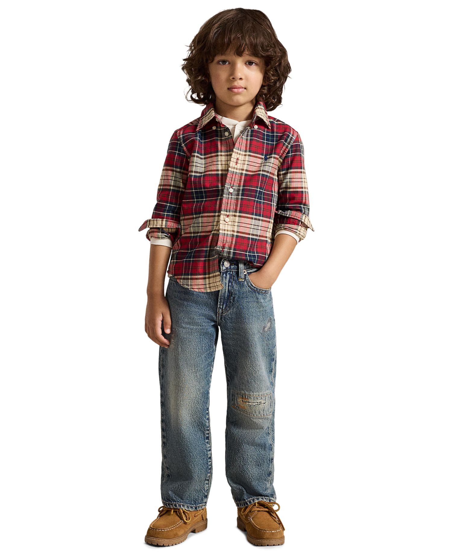 Boys' 2T-7 Plaid Cotton Oxford Shirt