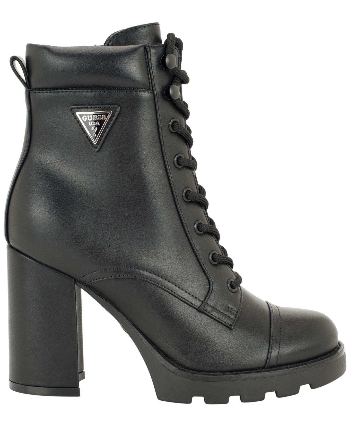 Женские ботинки GUESS Nellsy Lace-Up Block Heel Hiker Booties, цвет: Чёрный — фото 2