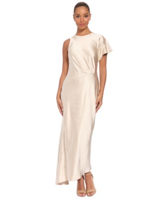 Women's Satin Asymmetrical Short-Sleeve Dress