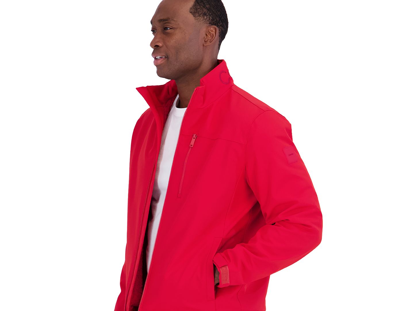 Мужская куртка Calvin Klein Sherpa Lined Softshell Stand Collar, цвет: Ягодный — фото 3