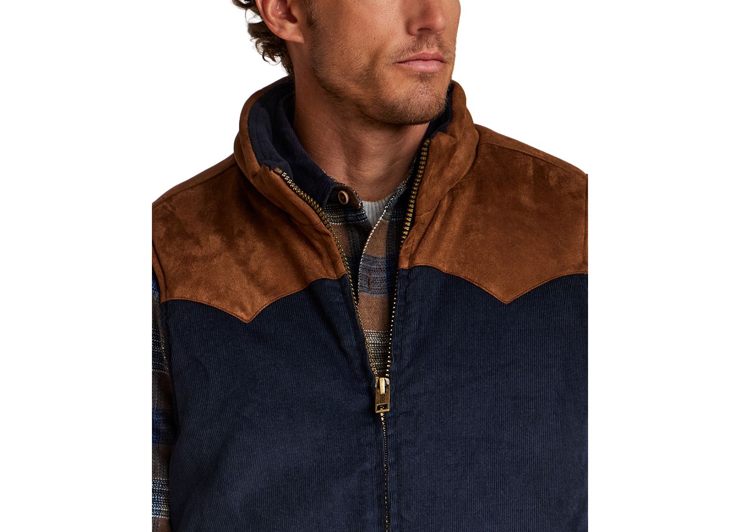 Men's Western Cord Suede Vest