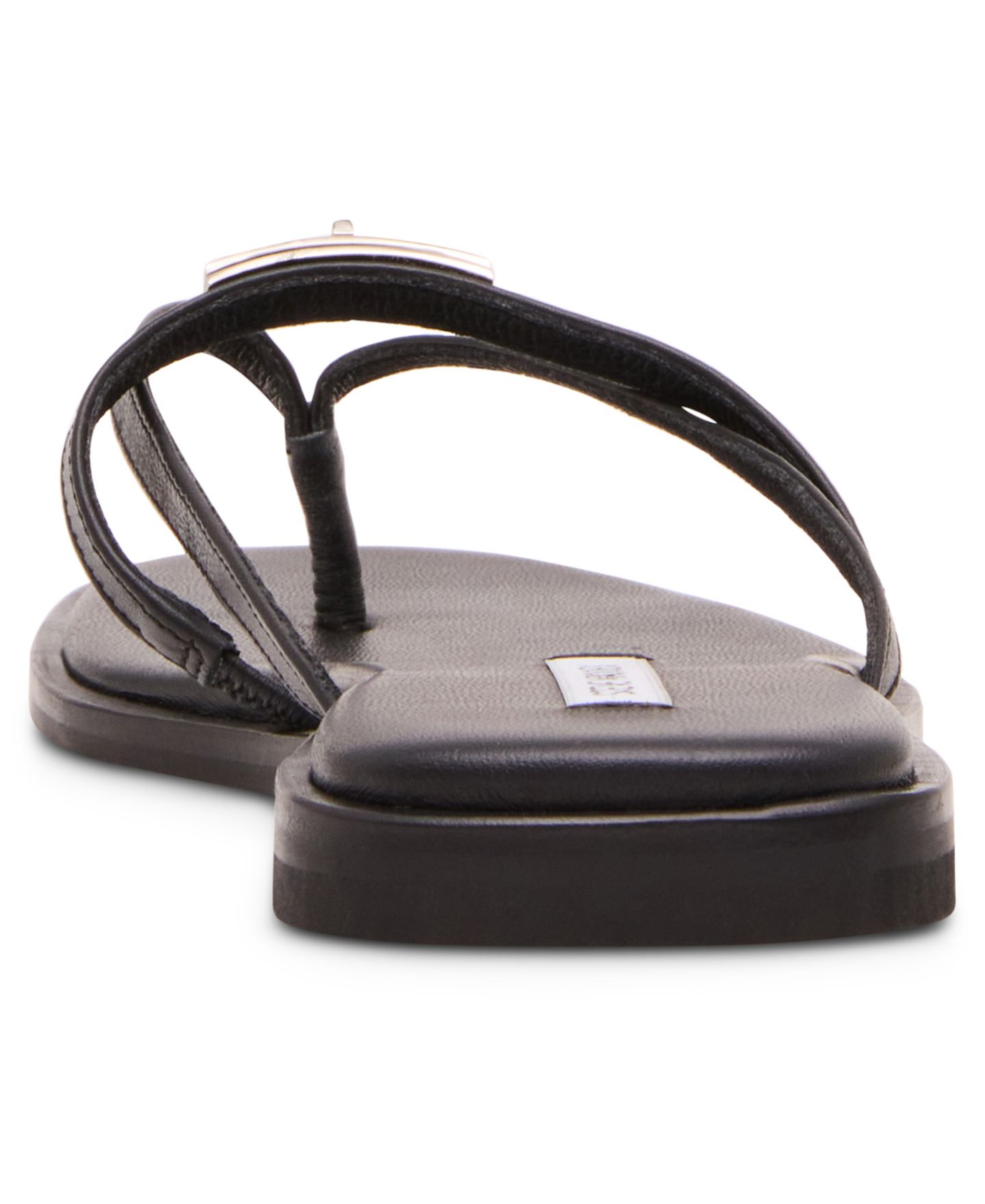 Женские сандалии Steve Madden Catalina Turnlock Strappy Flat Thong, цвет: Чёрный кожаный — фото 3