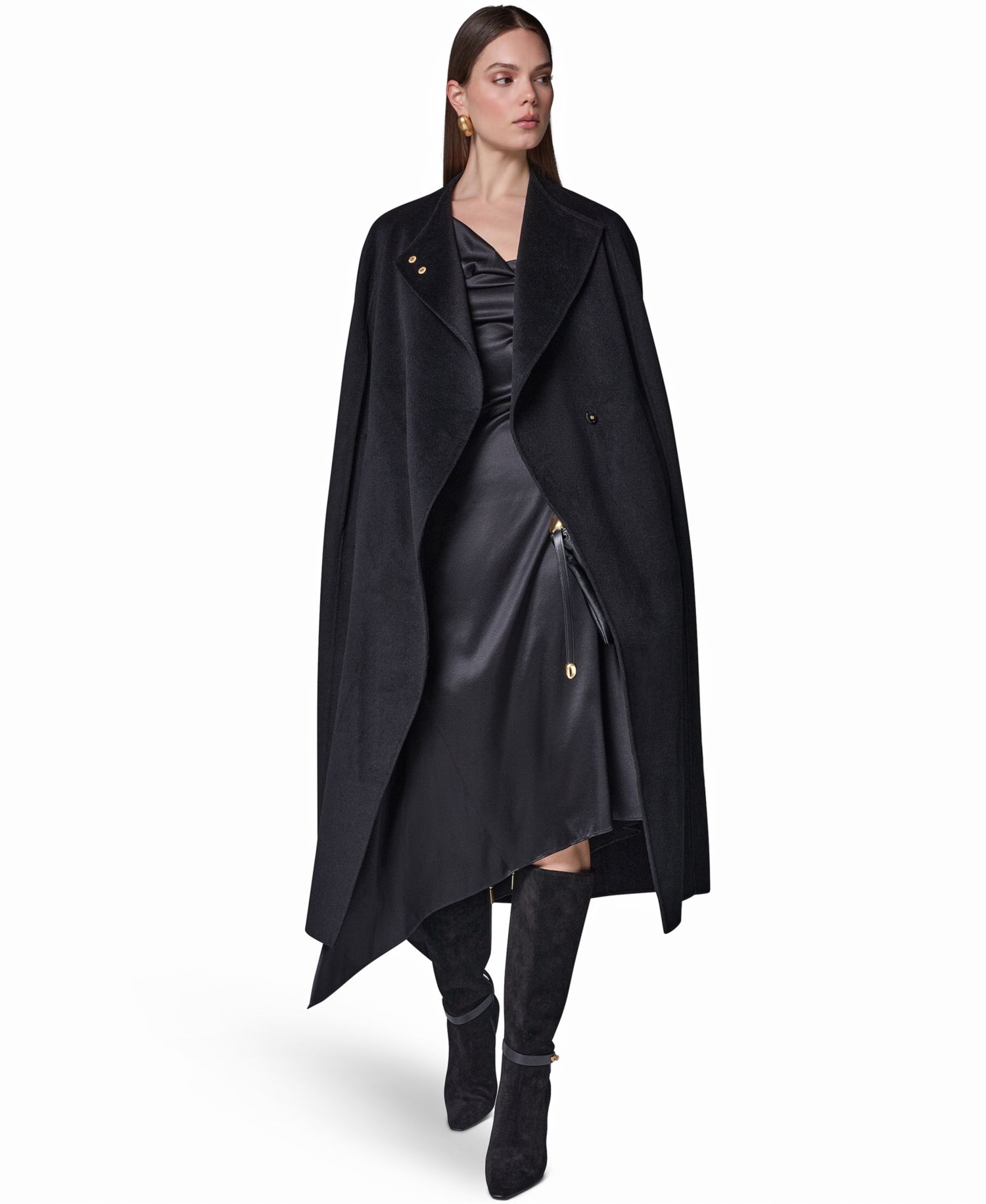 Women's Wool-Blend Maxi Cape Coat