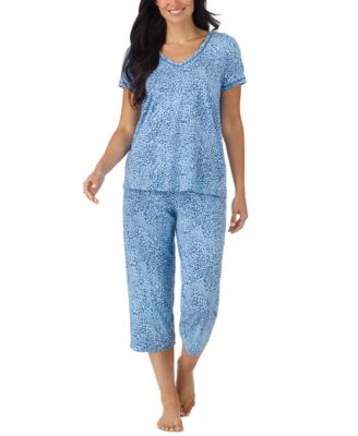 Women's Printed Elbow-Sleeve Top & Capri Pants Pajama Set