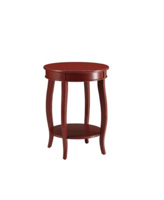 Aberta Finish Round Accent Table with Bottom Open Storage Shelf, Wooden Cabriole Legs