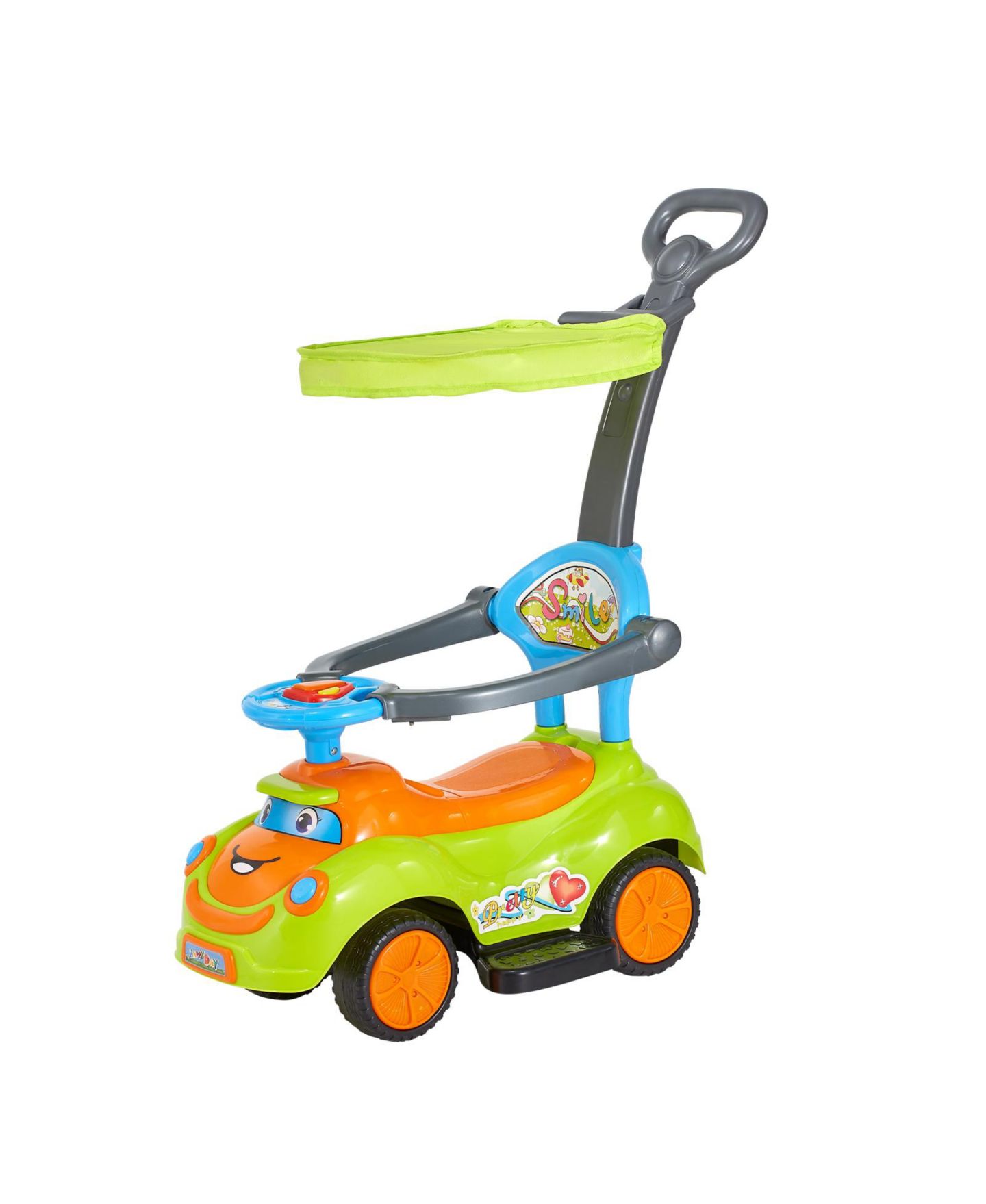 Детская игрушка SUGIFT 3-in-1 Ride-On Push Car with Interactive Steering Wheel, LED Lights & Music, Guardrails, 55 lbs, Ages 19-36 Months, цвет: Зелёный — фото 11
