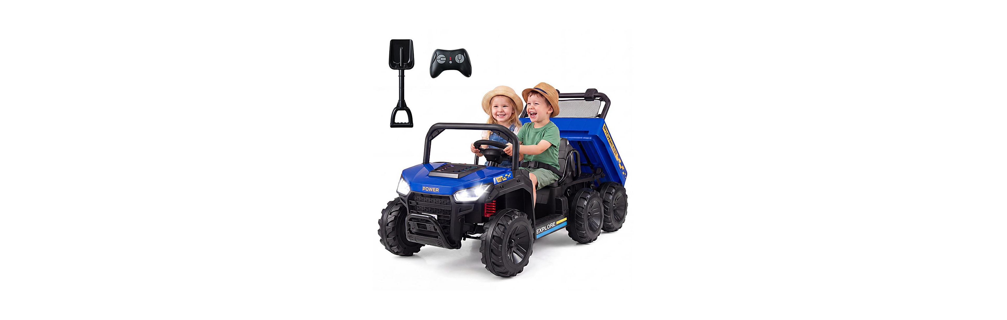 Sugift 24V 2-Seater Ride-On Dump Truck with Electric Dump Bed, Ages 3-8