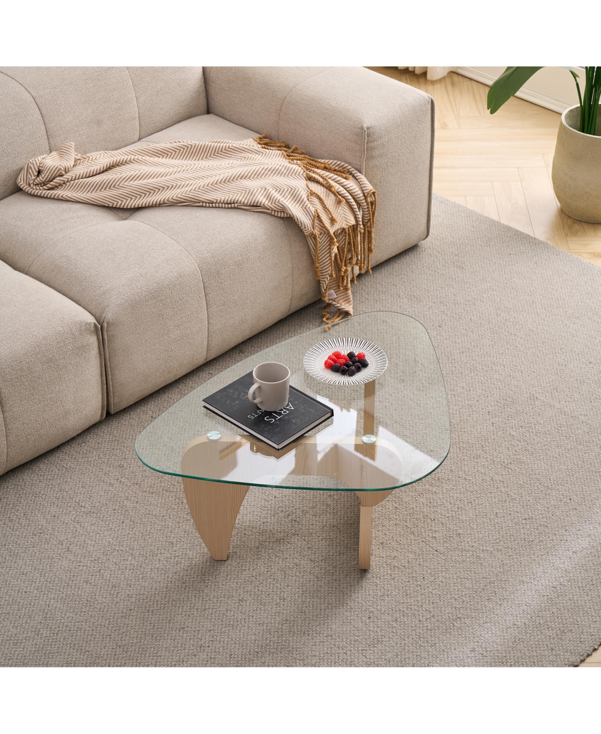 Flynama Small Farmhouse Glass Coffee Table