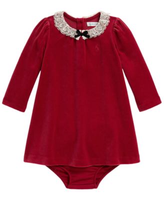 Ralph Lauren Baby Girls' Velour Dress with Bloomer