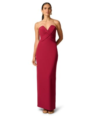 Women's Stretch Strapless Crepe Long Dress