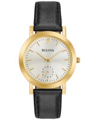 Bulova - Women's Black Leather Strap Watch 32mm 97L159