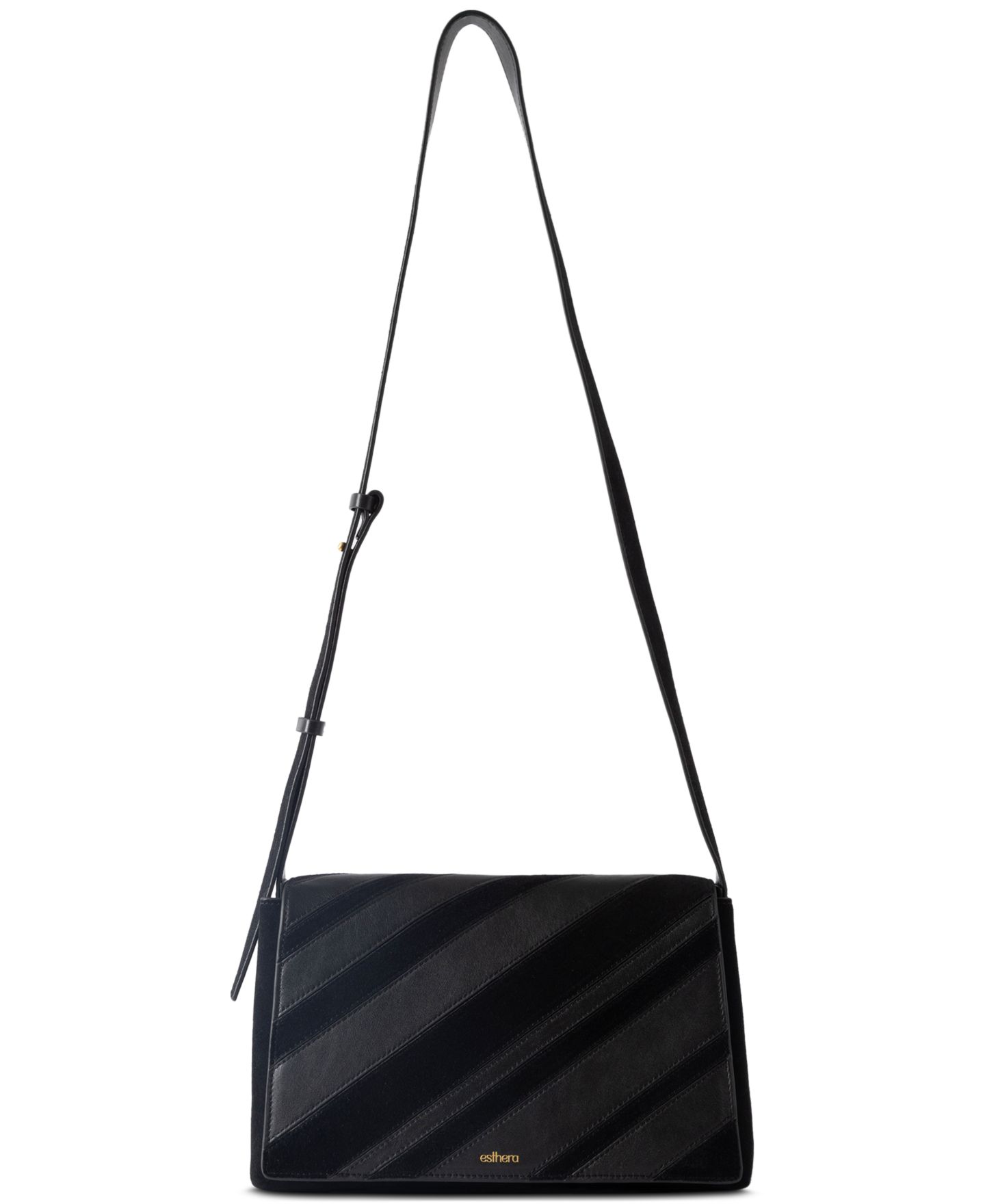 Женская сумка Esthera 11AM Leather and Suede Adjustable Strap Small Crossbody Handbag, цвет: Чёрный — фото 9