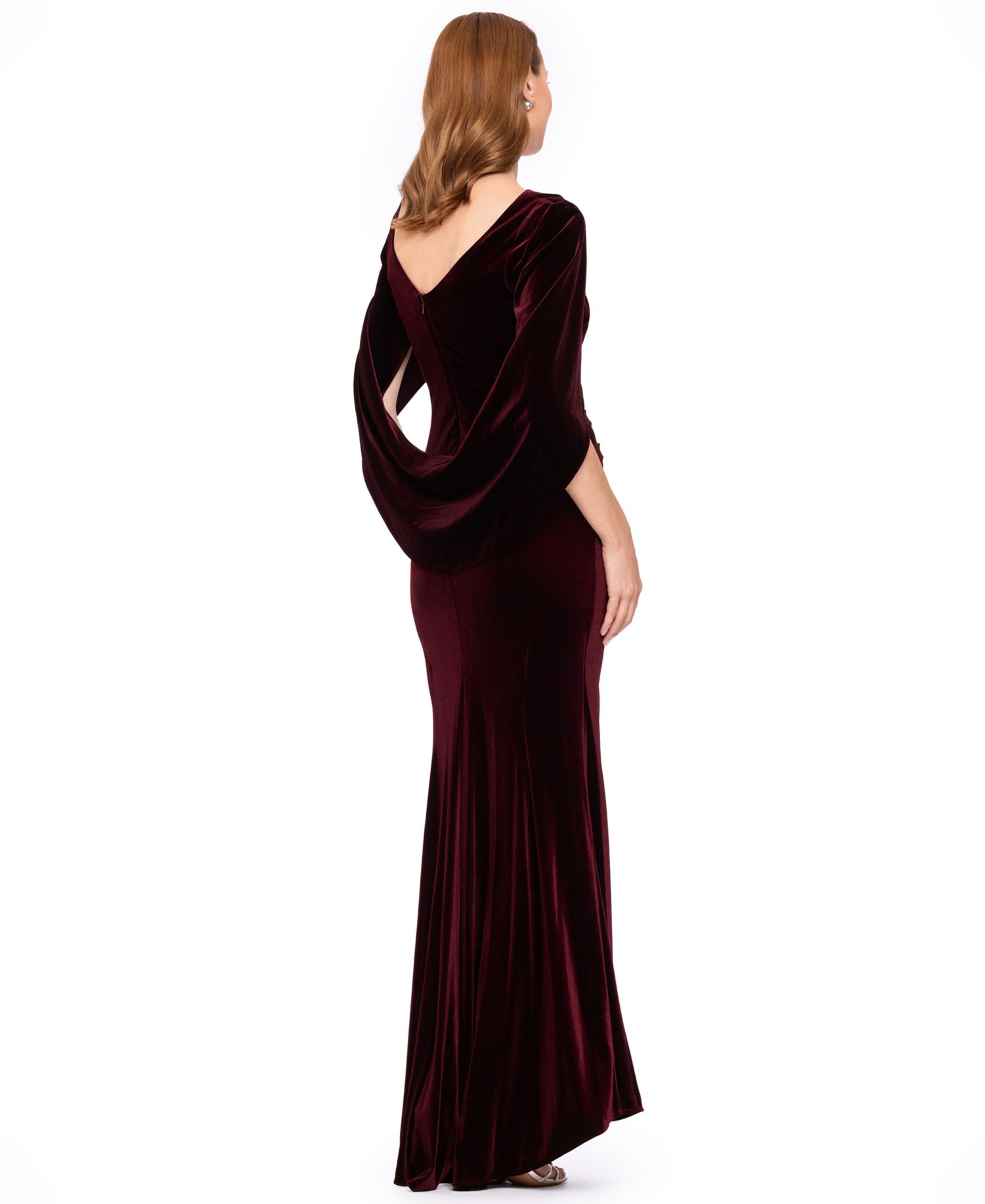 Women's Velvet Draped Back Long Dress