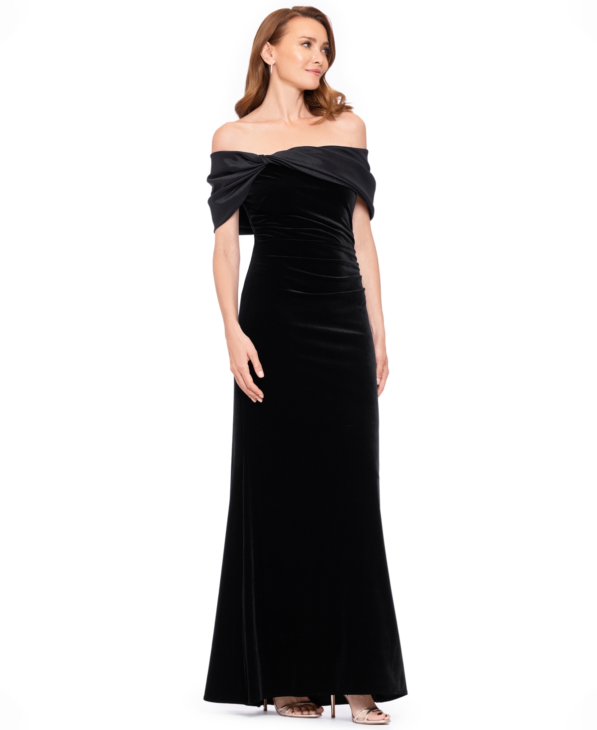 Betsy & Adam Women's Velvet Off-the-Shoulder Dress