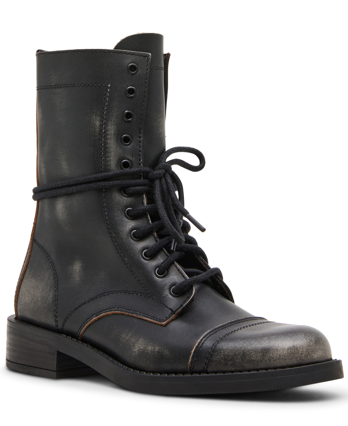 Steve Madden Women's Yukon Lace-up Combat Booties In Black Leather