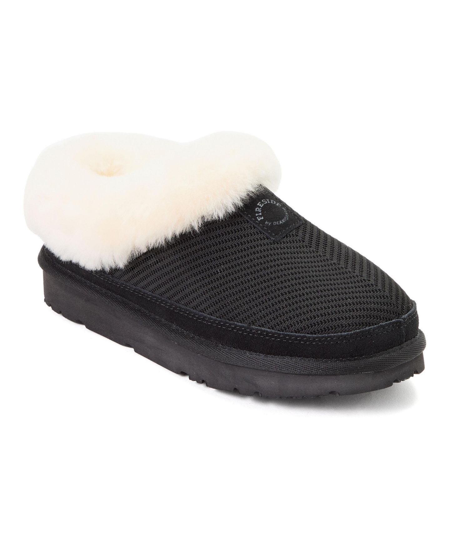 Женские сабо Dearfoams Fireside by Adelaide Sport Knit Clog Water Repellent Slippers, цвет: Чёрный — фото 1