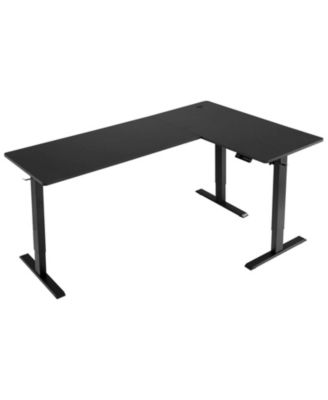 Adjustable Height L Shaped Gaming Desk with Dual Hooks