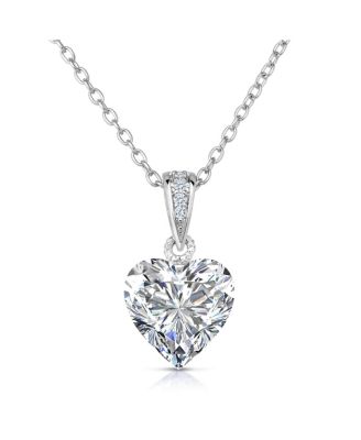 Minimalist Sterling Silver Dainty CZ Heart Pendant Necklace
