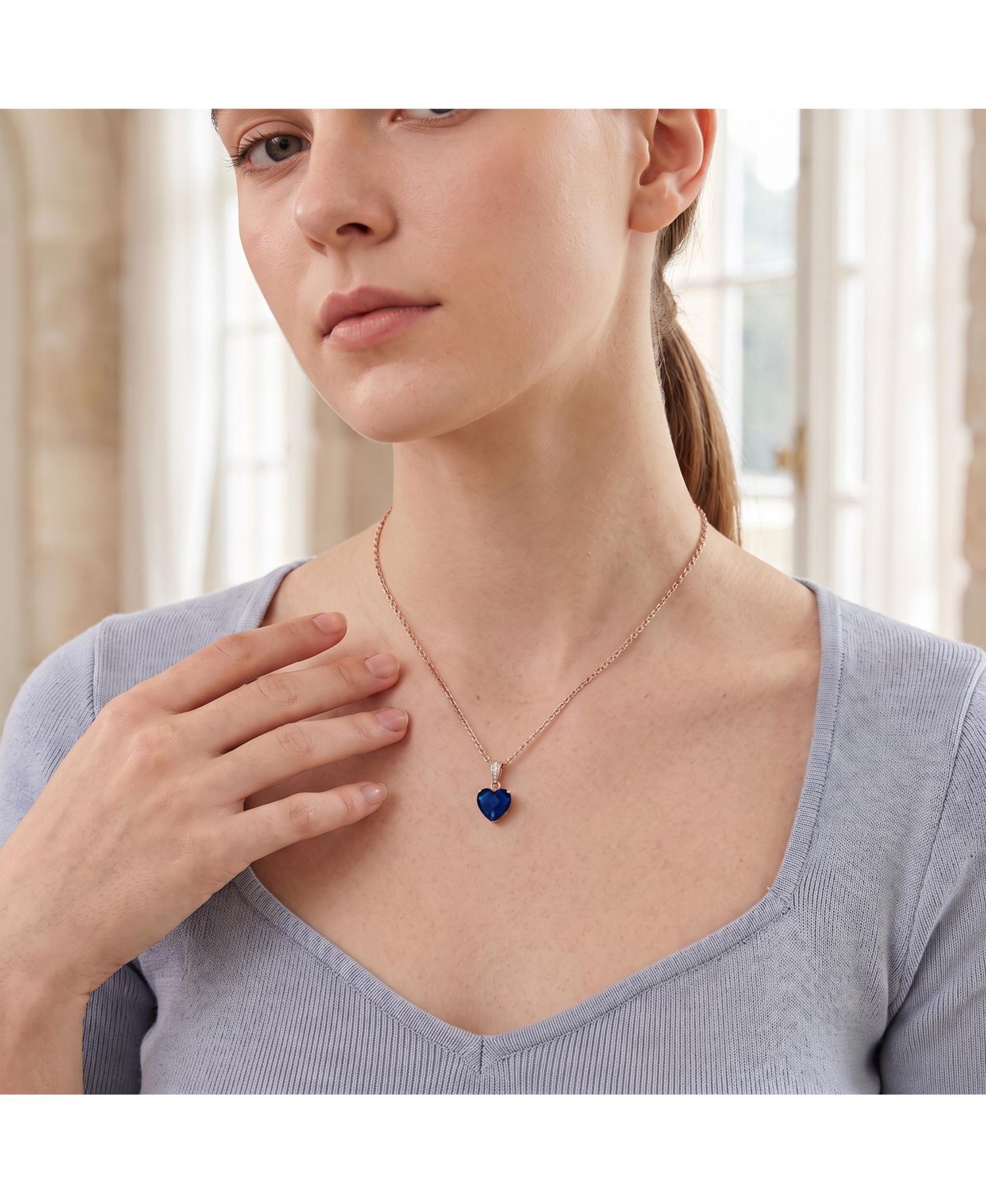 Minimalist Sterling Silver Dainty CZ Heart Pendant Necklace