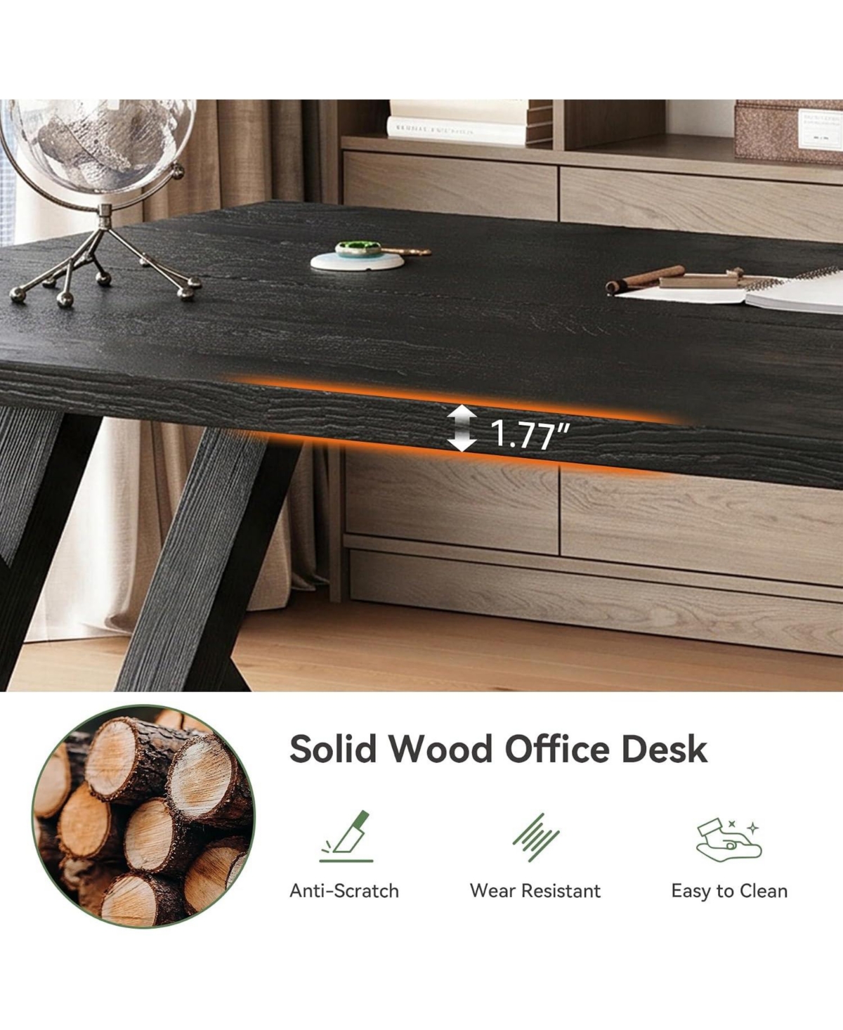Tribesigns 63" Solid Wood Executive Desk,Computer Desk,Writing Table