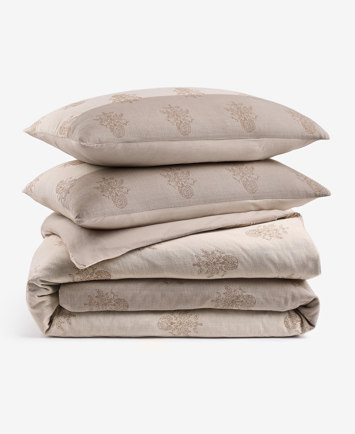 Oake Woven Floral Block Print 3-Piece Duvet Cover Set, Full/Queen, Macy's Exclusive